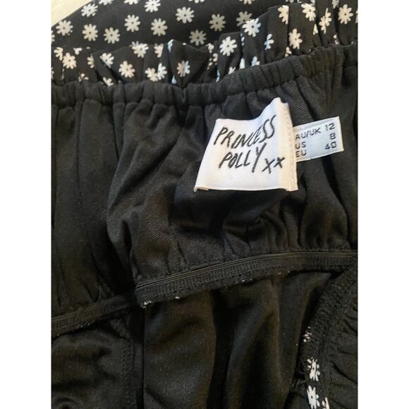 Princess Polly Black White Marion Floral Tie Front Mini Dress Size 8 - Picture 4 of 11